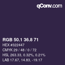 カラーコード: RGB 50.1 36.8 71 | qconv.com