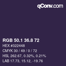 Color code: RGB 50.1 36.8 72 | qconv.com
