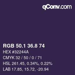 Color code: RGB 50.1 36.8 74 | qconv.com