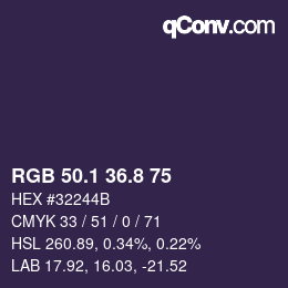 Color code: RGB 50.1 36.8 75 | qconv.com