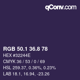 カラーコード: RGB 50.1 36.8 78 | qconv.com