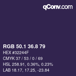 Color code: RGB 50.1 36.8 79 | qconv.com