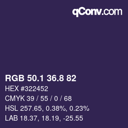 Color code: RGB 50.1 36.8 82 | qconv.com