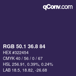 Color code: RGB 50.1 36.8 84 | qconv.com