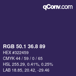 カラーコード: RGB 50.1 36.8 89 | qconv.com