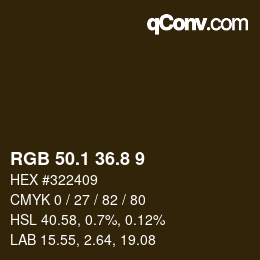 Color code: RGB 50.1 36.8 9 | qconv.com