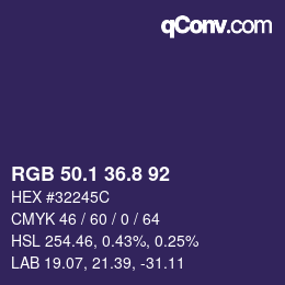 カラーコード: RGB 50.1 36.8 92 | qconv.com