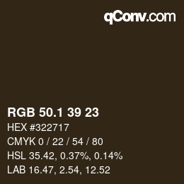 カラーコード: RGB 50.1 39 23 | qconv.com