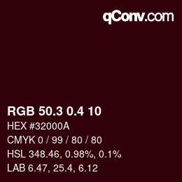カラーコード: RGB 50.3 0.4 10 | qconv.com