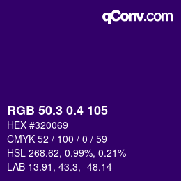 カラーコード: RGB 50.3 0.4 105 | qconv.com