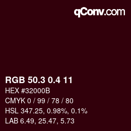 カラーコード: RGB 50.3 0.4 11 | qconv.com