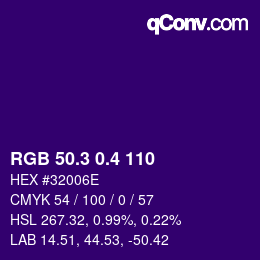 カラーコード: RGB 50.3 0.4 110 | qconv.com