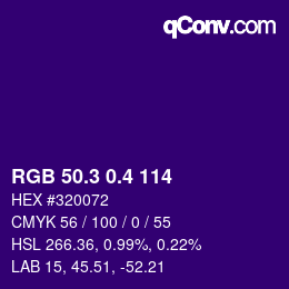 カラーコード: RGB 50.3 0.4 114 | qconv.com