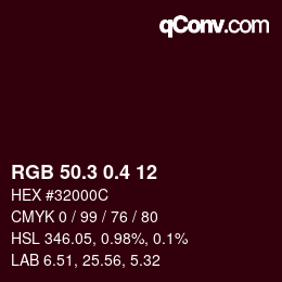 カラーコード: RGB 50.3 0.4 12 | qconv.com