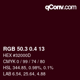カラーコード: RGB 50.3 0.4 13 | qconv.com