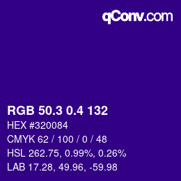 カラーコード: RGB 50.3 0.4 132 | qconv.com