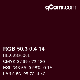 カラーコード: RGB 50.3 0.4 14 | qconv.com