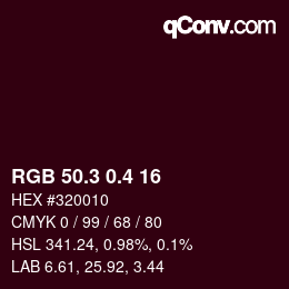カラーコード: RGB 50.3 0.4 16 | qconv.com