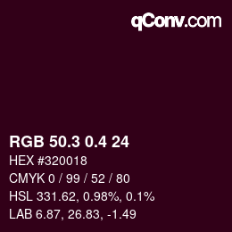カラーコード: RGB 50.3 0.4 24 | qconv.com