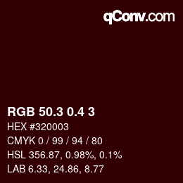 カラーコード: RGB 50.3 0.4 3 | qconv.com