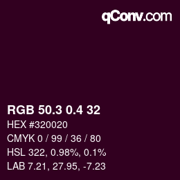 カラーコード: RGB 50.3 0.4 32 | qconv.com