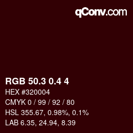 カラーコード: RGB 50.3 0.4 4 | qconv.com