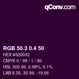 カラーコード: RGB 50.3 0.4 50 | qconv.com