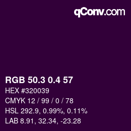 カラーコード: RGB 50.3 0.4 57 | qconv.com