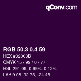 カラーコード: RGB 50.3 0.4 59 | qconv.com