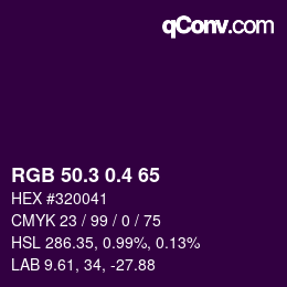 カラーコード: RGB 50.3 0.4 65 | qconv.com