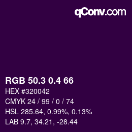 カラーコード: RGB 50.3 0.4 66 | qconv.com