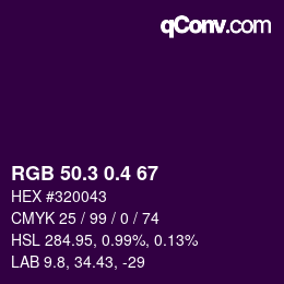 カラーコード: RGB 50.3 0.4 67 | qconv.com