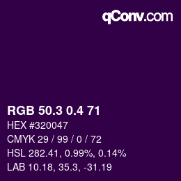 カラーコード: RGB 50.3 0.4 71 | qconv.com