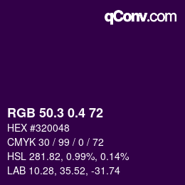 カラーコード: RGB 50.3 0.4 72 | qconv.com