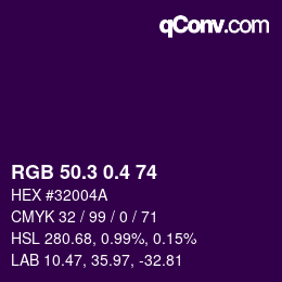 カラーコード: RGB 50.3 0.4 74 | qconv.com