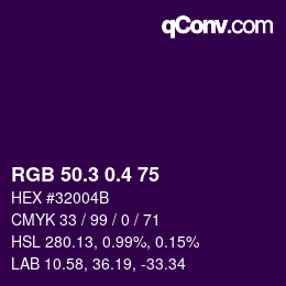カラーコード: RGB 50.3 0.4 75 | qconv.com