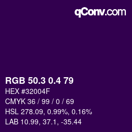 カラーコード: RGB 50.3 0.4 79 | qconv.com