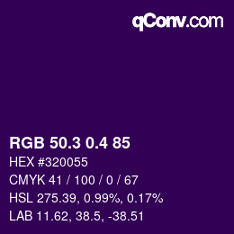 カラーコード: RGB 50.3 0.4 85 | qconv.com