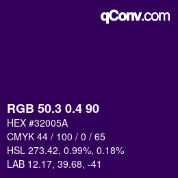 カラーコード: RGB 50.3 0.4 90 | qconv.com