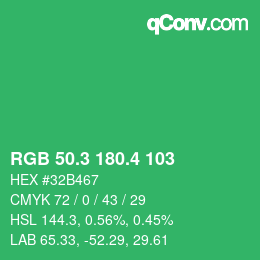 カラーコード: RGB 50.3 180.4 103 | qconv.com