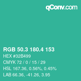 カラーコード: RGB 50.3 180.4 153 | qconv.com