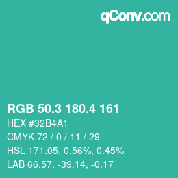 カラーコード: RGB 50.3 180.4 161 | qconv.com