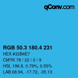 カラーコード: RGB 50.3 180.4 231 | qconv.com
