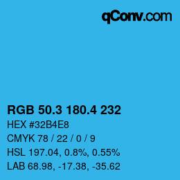 カラーコード: RGB 50.3 180.4 232 | qconv.com