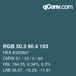 カラーコード: RGB 50.3 90.4 103 | qconv.com
