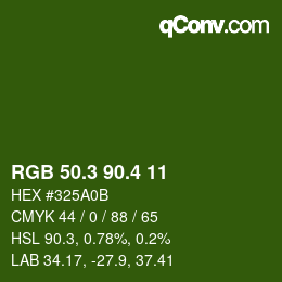 カラーコード: RGB 50.3 90.4 11 | qconv.com