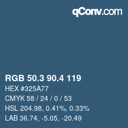 カラーコード: RGB 50.3 90.4 119 | qconv.com