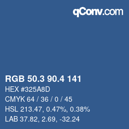 カラーコード: RGB 50.3 90.4 141 | qconv.com
