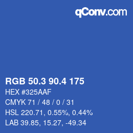 カラーコード: RGB 50.3 90.4 175 | qconv.com