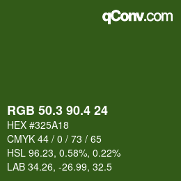 カラーコード: RGB 50.3 90.4 24 | qconv.com